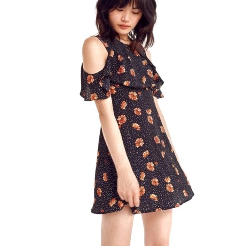 Urban Outfitters Kimchi Blue Cold Shoulder Polka Dot Floral Dress